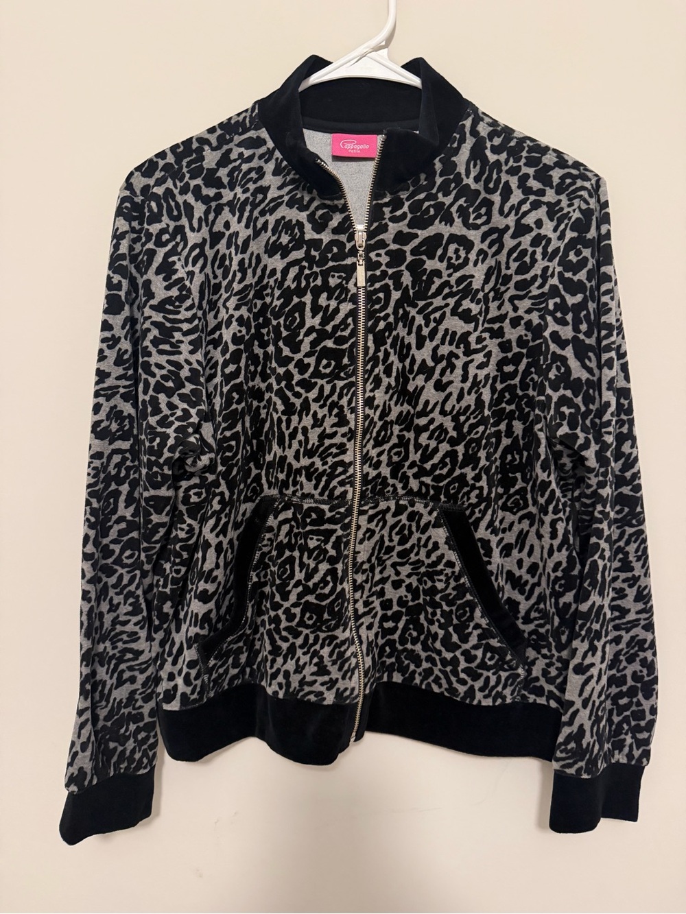Velvet Leopard Print Bomber Jacket - Black & Gray